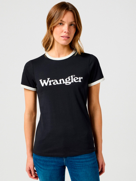 Футболка бавовняна жіноча Wrangler 112355288 L Чорна (5401139022591) - зображення 1