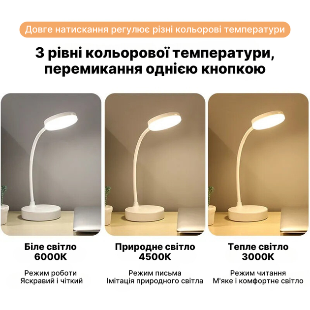 Настольная светодиодная лампа с аккумулятором PowerMe FlexiGlow - изображение 4
