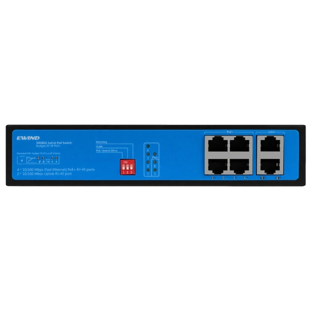 Коммутатор PoE Ewind EW-S1906CF-AP неуправляемый 6 портов - Фото 1 Коммутатор PoE Ewind EW-S1906CF-AP неуправляемый 6 портов - изображение 1