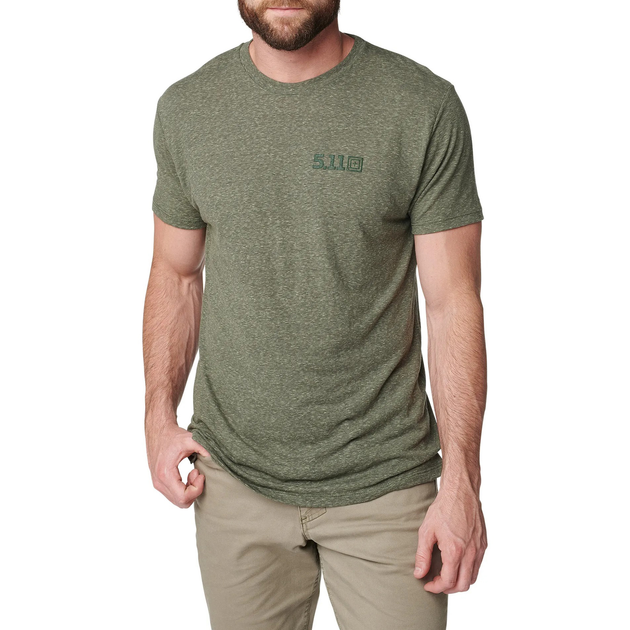 Футболка с рисунком 5.11 Tactical Triblend Legacy Short Sleeve Tee S Military Green Heather - изображение 1