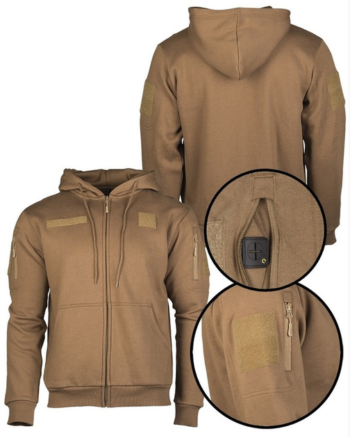 Реглан з капюшоном на блискавці Mil-Tec Tactical hoodie Койот 11472019-S - зображення 2