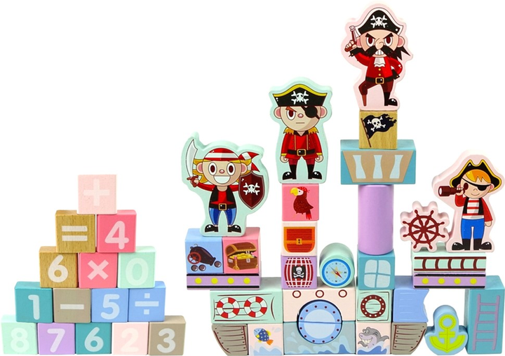 Klocki drewniane LEAN Toys Piraci okręt 46 elementów (5904665990001) - obraz 3