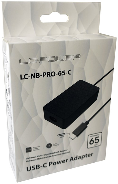 Блок живлення LC-Power 65W USB Type-C Black (LC-NB-PRO-65-C) - зображення 4