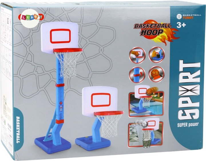 Zestaw do koszykówki LEAN Toys Basketball Basket Adjustable Ball Pump 70 - 138 cm (5905991011026) - obraz 3