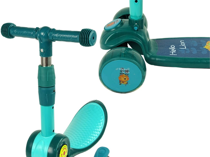 Самокат дитячий LEAN Toys Балансувальний Триколісний зі світлом та звуком Зелений (5904665995303) - зображення 4