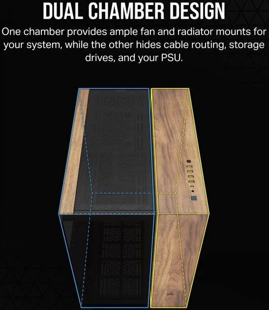 Корпус Corsair 6500X Mid-Tower Black/Walnut Wood (CC-9011282-WW) - зображення 7