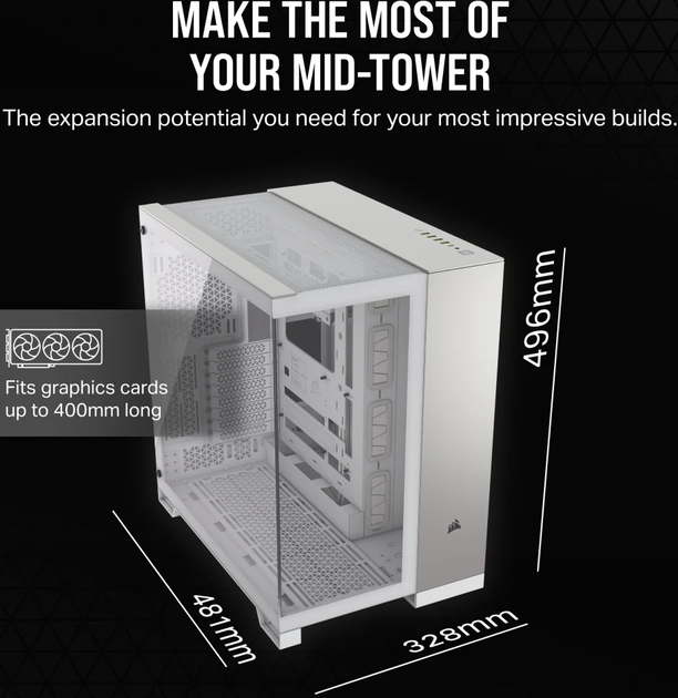 Корпус Corsair 6500X Mid-Tower White/Satin Gray Aluminum (CC-9011285-WW) - зображення 9