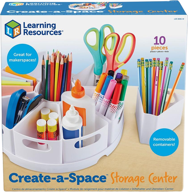 Organizer na biurko Learning Resources Storage Center Create-a-Space 10 elementów Biały (0765023238068) - obraz 2