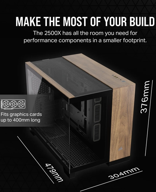 Obudowa Corsair 2500X Micro ATX Black/Walnut Wood (CC-9011286-WW) - obraz 9