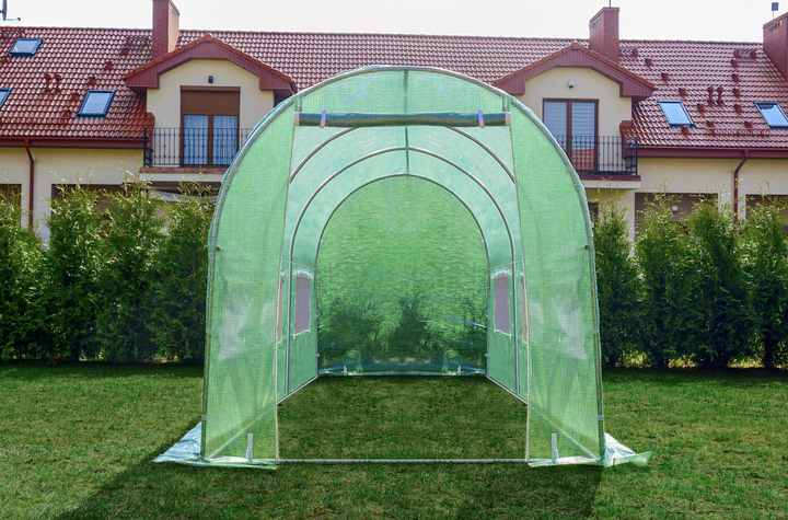 Парник теплиця Funfit Garden 9 м² з вікнами та УФ-фільтром 4,5х2 м зелений армований каркас металу - зображення 4