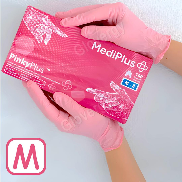 Перчатки нитриловые MediPlus PinkyPlus размер M розовые 100 шт - изображение 1