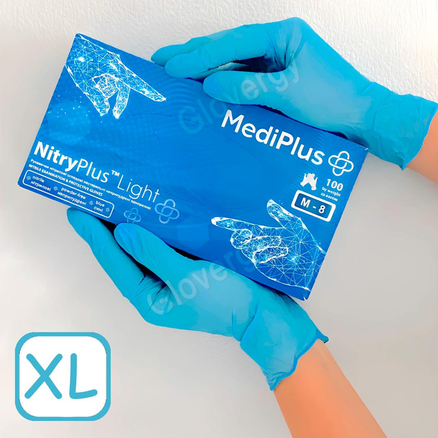 Перчатки нитриловые MediPlus NitryPlus Light размер XL голубые 100 шт - изображение 1