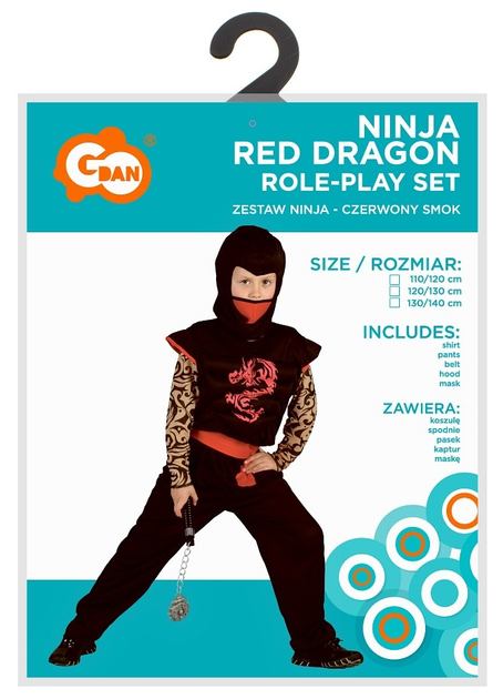 Strój karnawałowy Godan Ninja Czerwony Smok 120-130 cm (5902973182651) - obraz 1