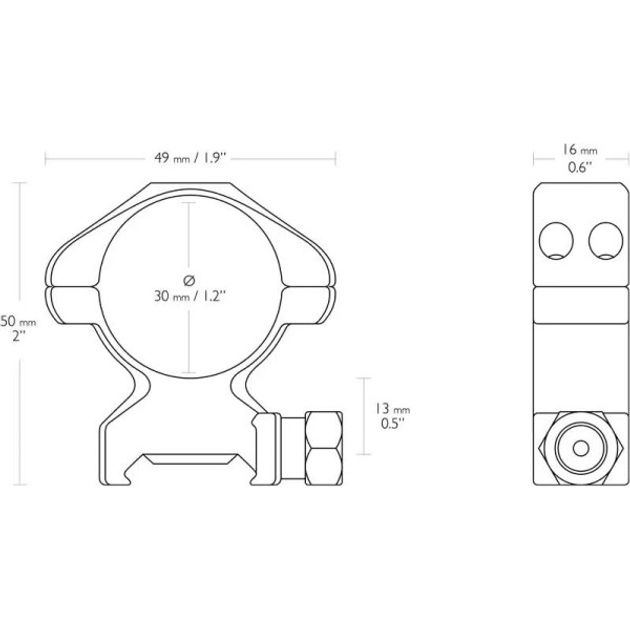 Кільця Hawke Precision Steel. d – 30 мм. High. Weaver/Picatinny - изображение 2