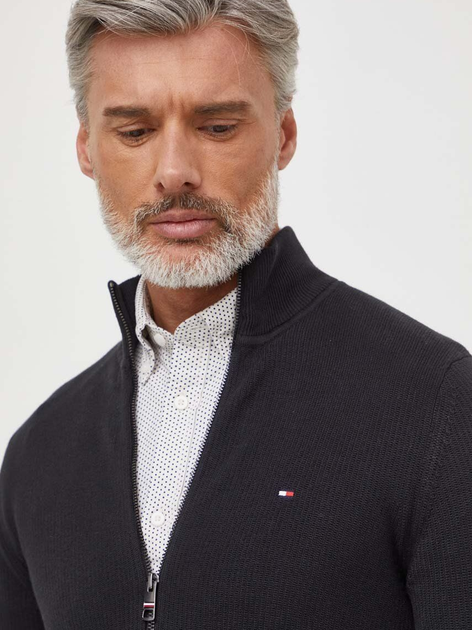 Sweter męski rozpinany na zamek Tommy Hilfiger MW0MW33513-BDS S Czarny (8720645689126) - obraz 4