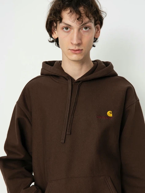 Bluza męska z kapturem Carhartt WIP Hooded American Script Sweat "Tobacco" I028279-47XX M Brązowa (4064958754107) - obraz 3