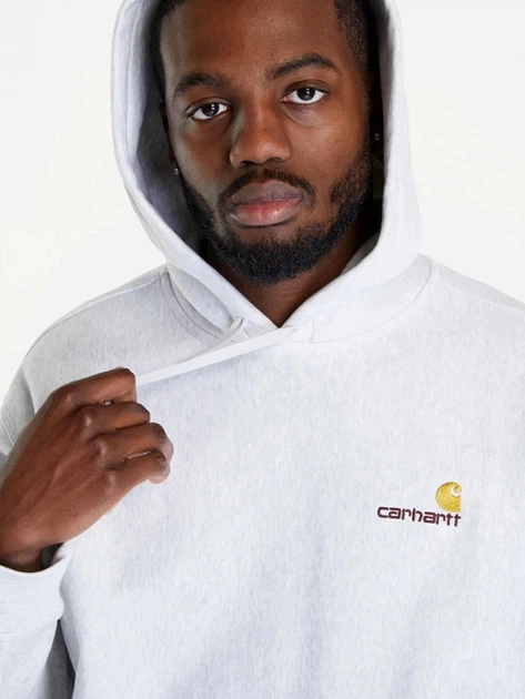 Bluza męska z kapturem kangurka Carhartt WIP Hooded American Script I028279-482XX L Szara (4064958113607) - obraz 3