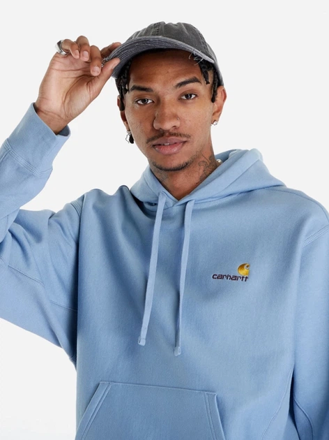 Худі чоловіче Carhartt WIP Hooded American Script I028279-0F4XX M Блакитне (4064958753889) - зображення 3