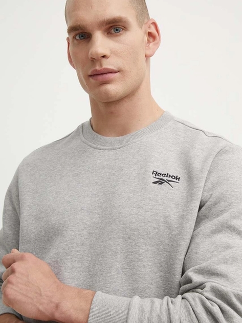 Bluza bez kaptura męska polarowa Reebok Identity Small Logo Fleece Crew 100202866 S Szara (1200143505410) - obraz 4
