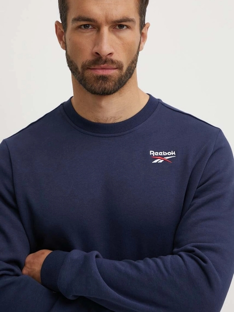 Bluza bez kaptura męska polarowa Reebok Identity Small Logo Fleece Crew 100202867 XL Granatowa (1200143505502) - obraz 4