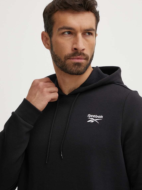 Худі утеплене чоловіче Reebok Identity Small Logo Fleece Hoodie 100202869 L Чорне (1200143505618) - зображення 4