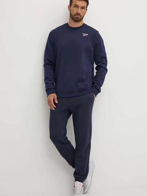 Bluza bez kaptura męska polarowa Reebok Identity Small Logo Fleece Crew 100202867 2XL Granatowa (1200143505519) - obraz 3