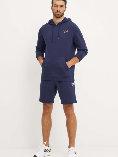 Bluza z kapturem męska ocieplana Reebok Identity Small Logo Fleece Hoodie 100202877 S Granatowa (1200143505953) - obraz 3