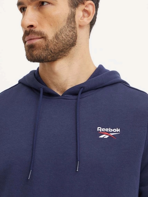 Bluza z kapturem męska ocieplana Reebok Identity Small Logo Fleece Hoodie 100202877 S Granatowa (1200143505953) - obraz 4