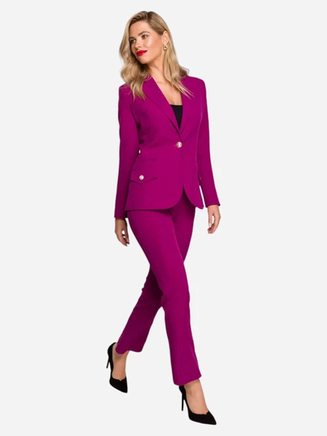 Marynarka damska elegancka Makover K141 XXL Rubinowa (5903887682015) - obraz 3