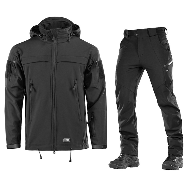 Костюм на флисе M-Tac SoftShell Куртка и Брюки Police Black размер XL - изображение 1