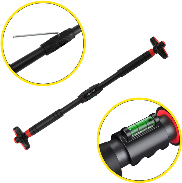 Турнік розсувний Cornix Pro+ 90-130 см Black/Red (XR-0287) - зображення 4