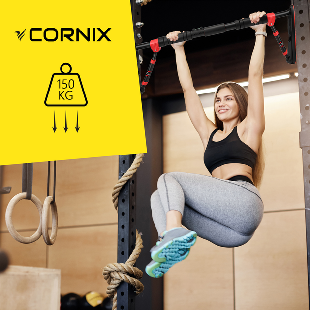 Турнік розсувний Cornix Elite 65-90 см Black/Red (XR-0289) - зображення 12