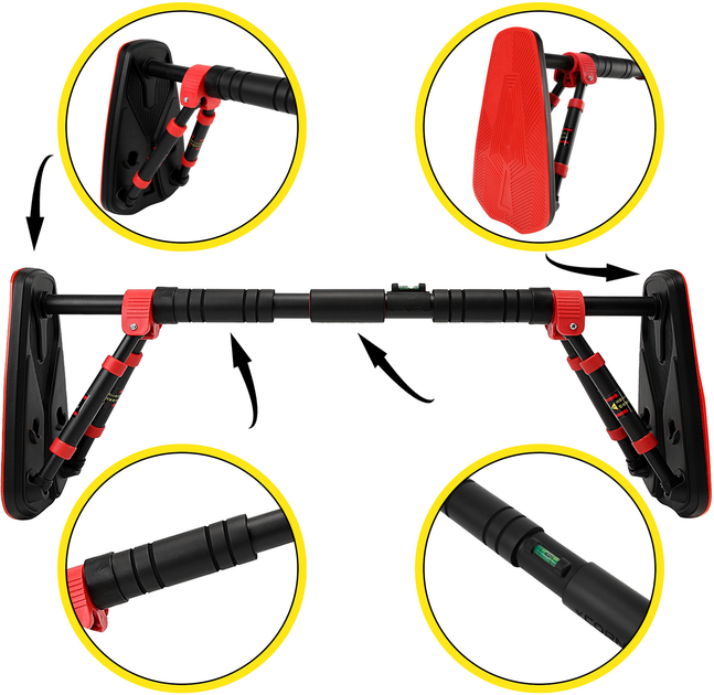 Турнік розсувний Cornix Elite+ 80-120 см Black/Red (XR-0294) - зображення 10