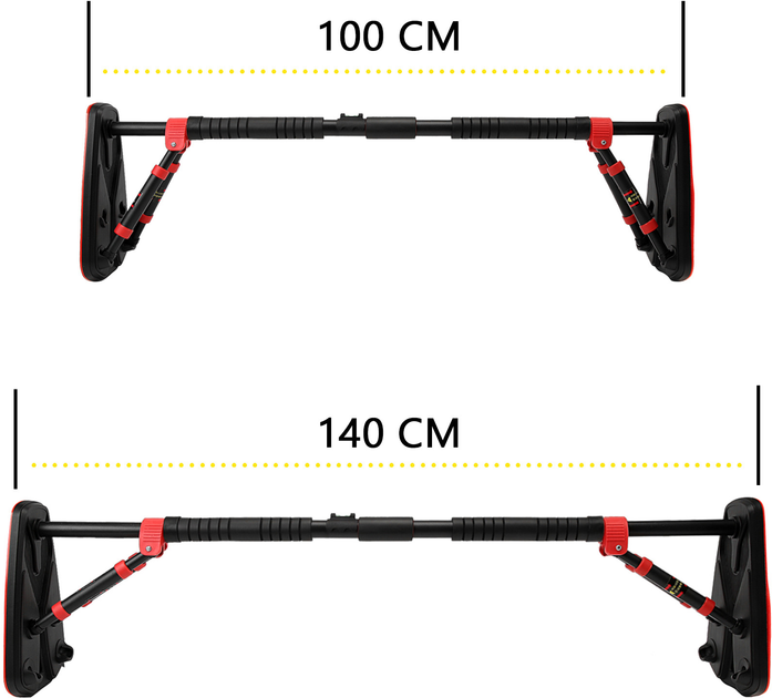 Турнік розсувний Cornix Elite+ 100-140 см Black/Red (XR-0295) - зображення 7