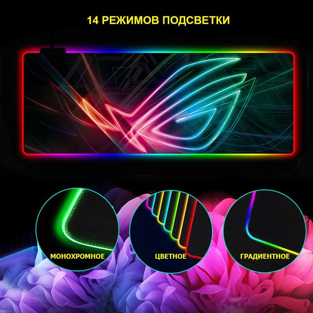 Геймерский коврик для мышки с RGB-подсветкой Niye на 360° ROG GM 900x400x4 ( G001 ) - изображение 6