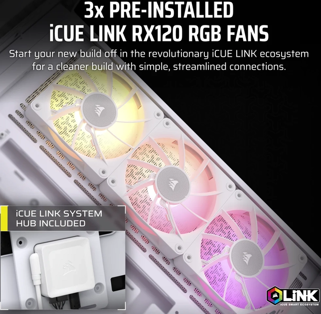 Obudowa Corsair 3500X iCUE LINK RGB Mid-Tower White (CC-9011281-WW) - obraz 9
