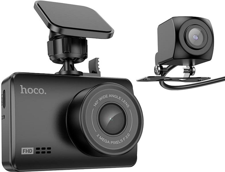 Відеореєстратор Hoco DV3 Driving recorder with display (dual-channel) Black (6942007608183) - зображення 1