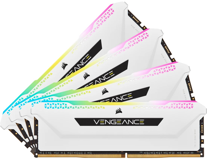 Pamięć RAM Corsair DDR4-3200 32768MB PC4-25600 (Kit of 4x8192) VENGEANCE RGB PRO SL White (CMH32GX4M4E3200C16W) - obraz 1