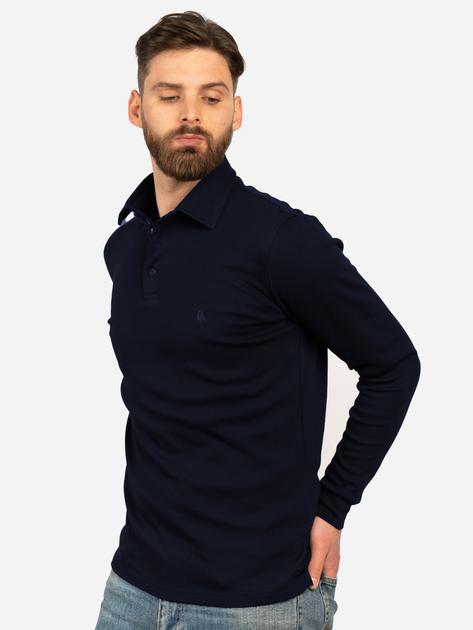Koszulka polo męska z długim rękawem Vela Blu V22012N-663 M Ciemnogranatowa (2000381900041) - obraz 2