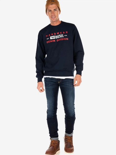 Bluza bez kaptura męska Diesel S-GIRK-K10 A00320RHATY86V L (5US) Niebieska (8059038537875) - obraz 3