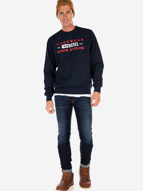Bluza bez kaptura męska Diesel S-GIRK-K10 A00320RHATY86V XL (6US) Niebieska (8059038537905) - obraz 3