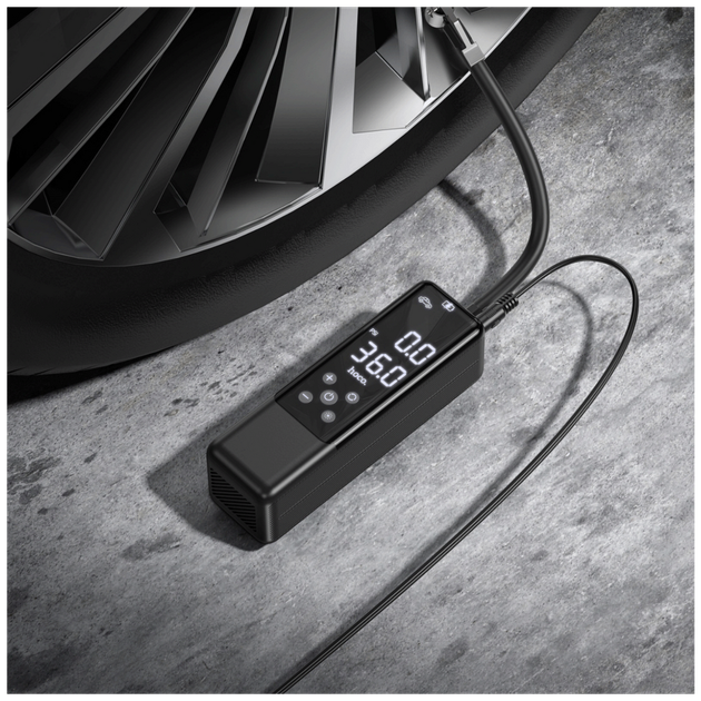 Автомобильный насос HOCO ZP5 May smart air pump (TypeC in/2000mAh/3.5 бар/Фонарик) Black - изображение 6