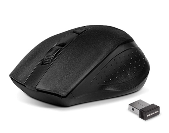 Мышь беспроводная REAL-EL RM-300 Wireless, Black, USB, 800/1200/1600 dpi, 4 кнопки, 1xAA - изображение 2