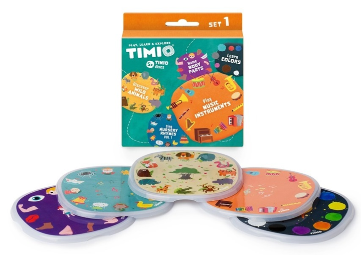 Іграшка інтерактивна Timio Disc Set 1 Дикі тварини, дитячі віршики, кольори, музика та частини тіла (8720726557023) - зображення 2