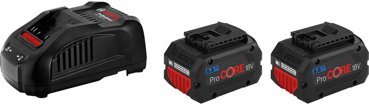 Набір зарядний пристрій і 2 акумулятори Bosch Starter-Set 18V 2 x ProCORE 18V 5.5Ah + GAL 1880 CV Professional (4059952560106) - зображення 1