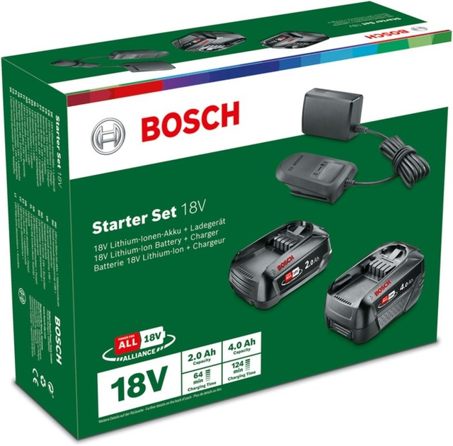 Zestaw ładowarka i 2 akumulatora Bosch Starter-Set 18V PBA 2.0 Ah + PBA 4.0 Ah + AL 18V-20 (4059952560106) - obraz 2