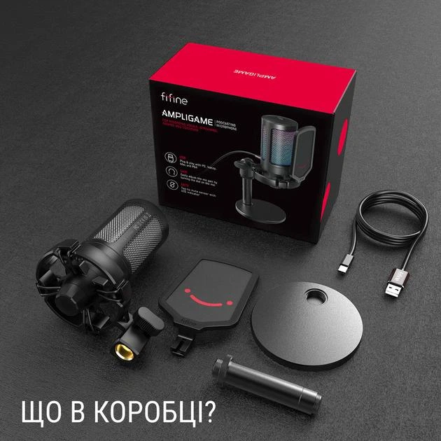 Мікрофон FIFINE A6 NEO Ігровий RGB Ampligame Конденсаторний - Фото 3 Мікрофон FIFINE A6 NEO Ігровий RGB Ampligame Конденсаторний - зображення 3