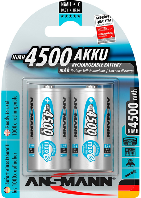 Akumulator uniwersalny Ansmann C HR14 Ni-MH 4500 mAh 2 szt (4013674353521) - obraz 1