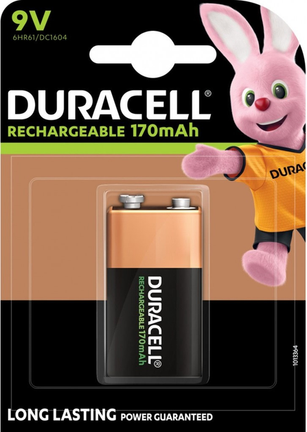 Акумулятор Duracell Rechargeable 9 В 6LR61 170 мAг (5000394056008)  - зображення 1