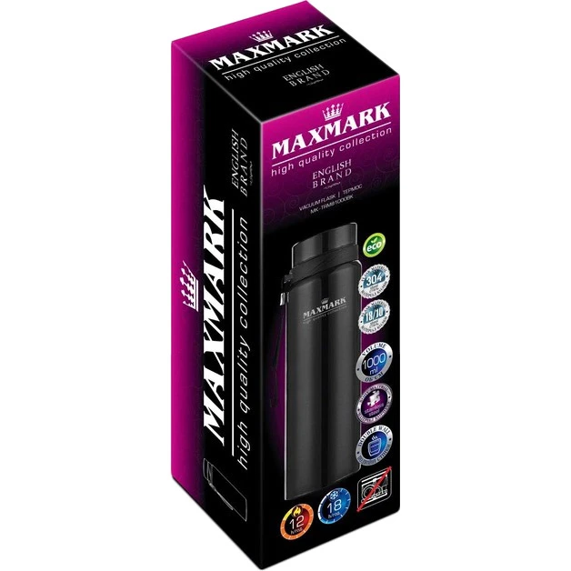Термос MAXMARK MK-TRM81000BK (1л, чорний, з ручкою) - изображение 2